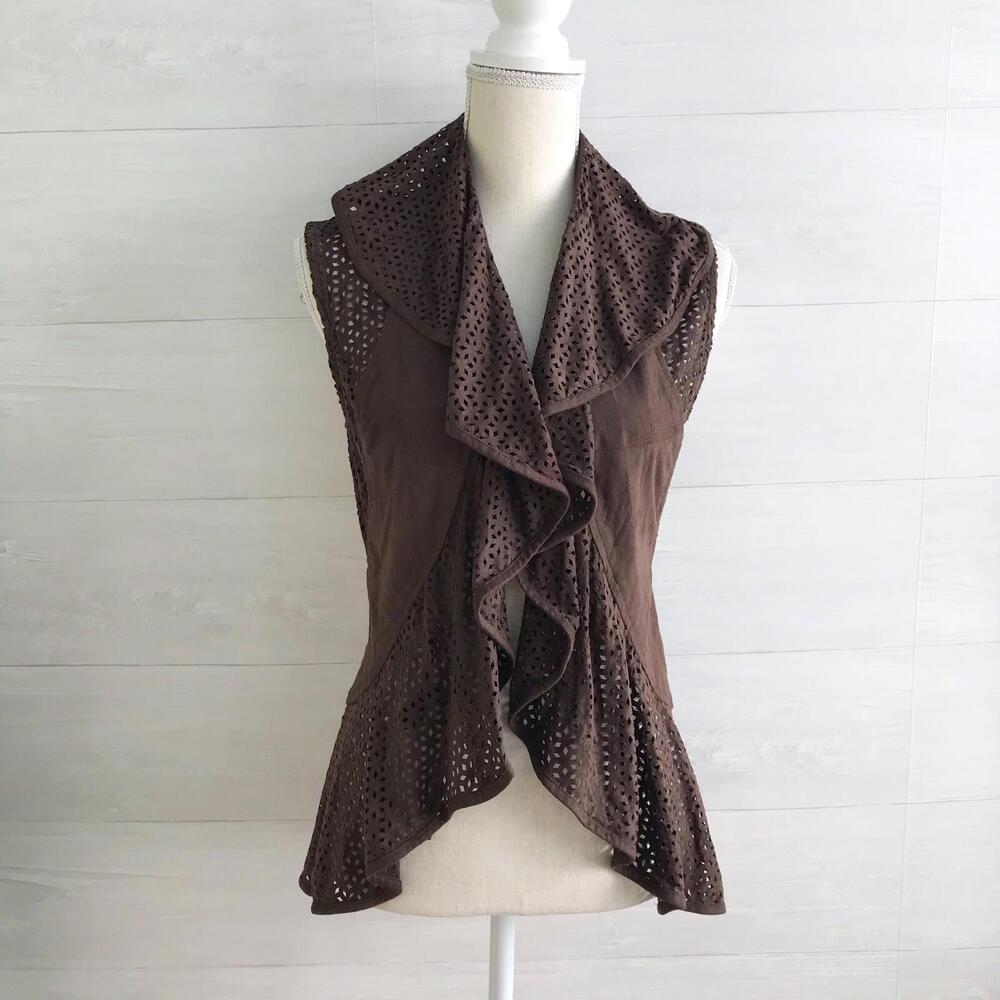 Alberto Makali - Brown faux suede soft vest top, S